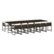 vidaXL Rattan Garden Dining Set in Black/Cream White