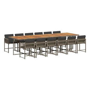 vidaXL 13 Piece Poly Rattan Garden Dining Set in Grey