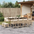 vidaXL 13 Piece Poly Rattan Garden Dining Set in Beige/Cream White/Black