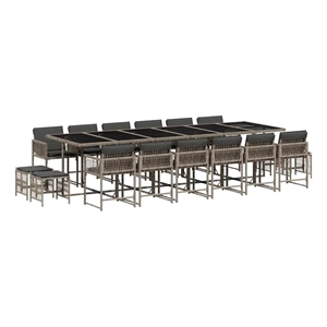 vidaXL Poly Rattan Garden Dining Set in Black/Dark Grey