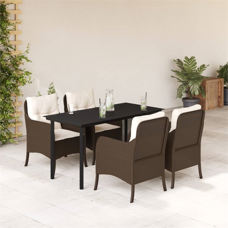vidaXL 5 Piece Garden Dining Set in Black