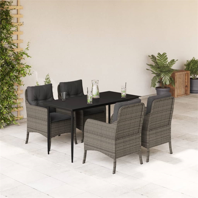 vidaXL 5 Piece Steel Garden Dining Set in Grey