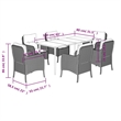 vidaXL 7 Piece Poly Rattan Garden Dining Set in Grey/Black/Navy Blue
