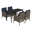 vidaXL Rattan Garden Dining Set in Grey/Black/Navy Blue