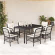 vidaXL 7 Piece Poly Rattan Garden Dining Set in Black/Cream White