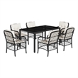 vidaXL 7 Piece Poly Rattan Garden Dining Set in Black/Cream White
