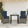 vidaXL 3 Piece Poly Rattan Garden Dining Set in Grey/Black/Navy Blue