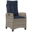 vidaXL 3 Piece Poly Rattan Garden Dining Set in Grey/Black/Navy Blue