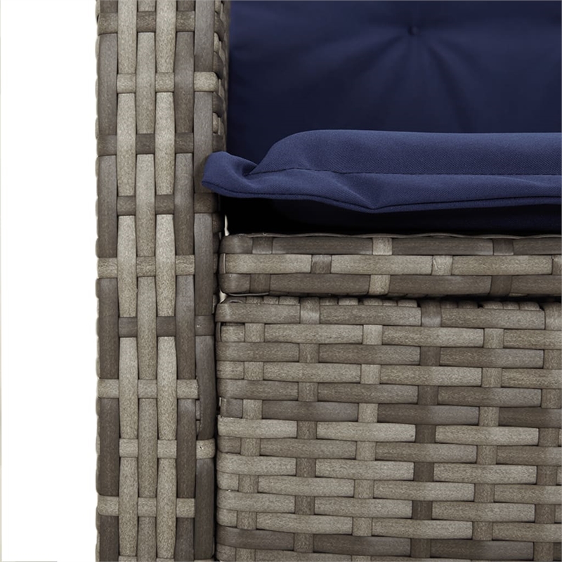 vidaXL 3 Piece Poly Rattan Garden Dining Set in Grey/Black/Navy Blue