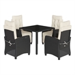 vidaXL Poly Rattan Garden Dining Set in Black/Cream White