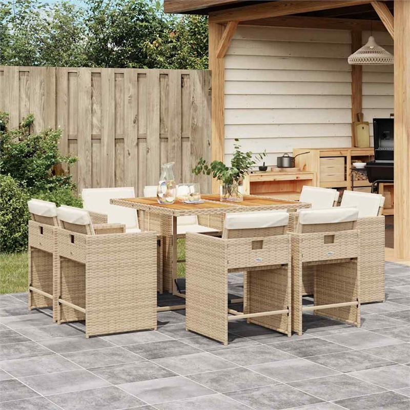 vidaXL 9 Piece Garden Dining Set with Cushions in White