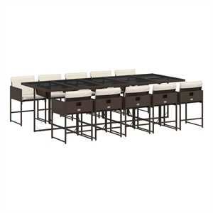 vidaXL Poly Rattan Garden Dining Set in Brown