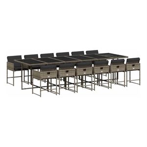 vidaXL 13 Piece Poly Rattan Garden Dining Set in Dark Gray