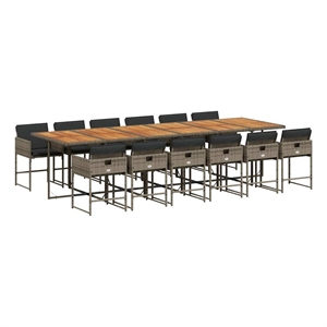 vidaXL Poly Rattan Garden Dining Set in Grey/Brown