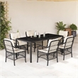vidaXL 7 Piece Poly Rattan Garden Dining Set in Black/Cream White