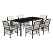 vidaXL 7 Piece Poly Rattan Garden Dining Set in Black/Cream White