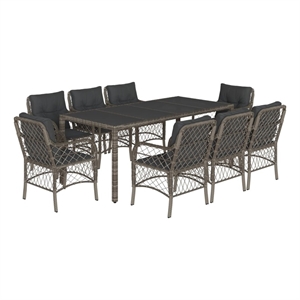 vidaXL 9 Piece Poly Rattan Garden Dining Set in Grey