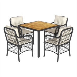 vidaXL 5 Piece Garden Dining Set in Black