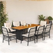 vidaXL 9 Piece Poly Rattan Garden Dining Set in Black/Cream White