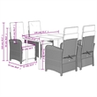 vidaXL 5 Piece Rattan Garden Dining Set in Black/Cream White