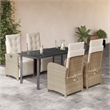 vidaXL 5 Piece Rattan Garden Dining Set in Black/Cream White