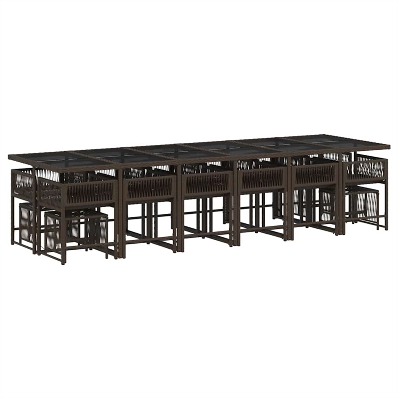 vidaXL 17 Piece Poly Rattan Garden Dining Set in Brown/Cream white