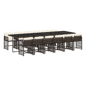 vidaXL Poly Rattan Garden Dining Set in Brown/Cream White