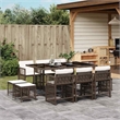 vidaXL 11 Piece Rattan Garden Dining Set in Brown/Cream white