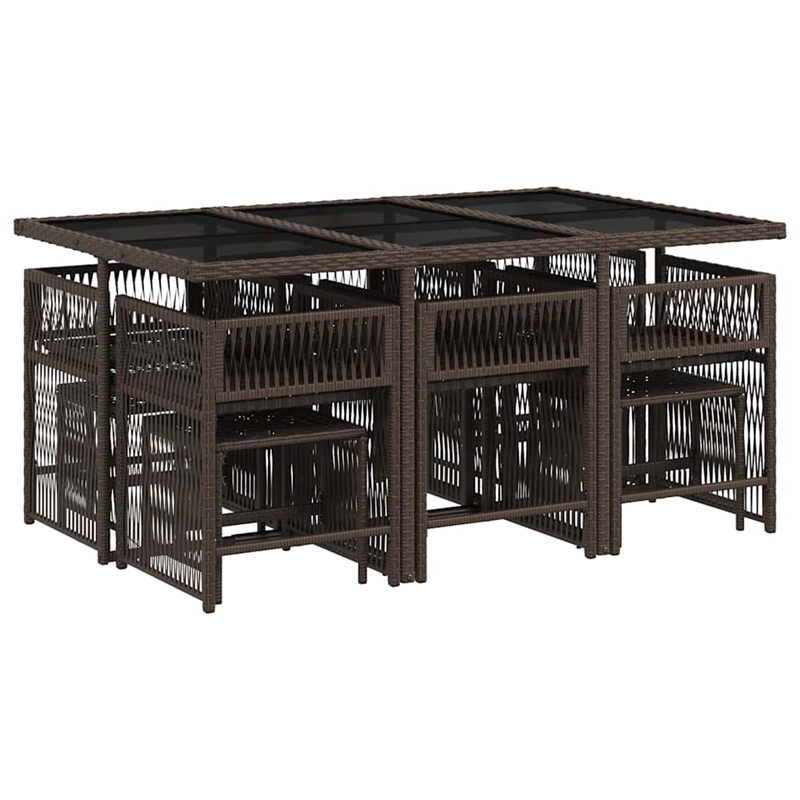 vidaXL 11 Piece Rattan Garden Dining Set in Brown/Cream white