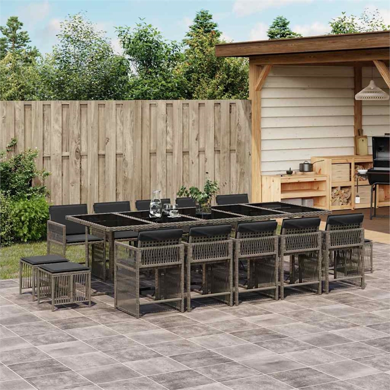 vidaXL 15 Piece Garden Dining Set in Grey