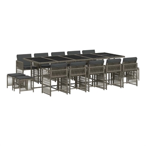 vidaXL 15 Piece Garden Dining Set in Grey