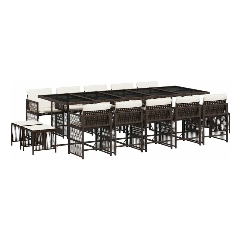 vidaXL Poly Rattan Foldable Garden Dining Set in Brown