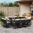 vidaXL 11 Piece Rattan Garden Dining Set in Black/Cream White