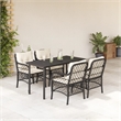 vidaXL 5 Piece Poly Rattan Garden Dining Set in Black/Cream