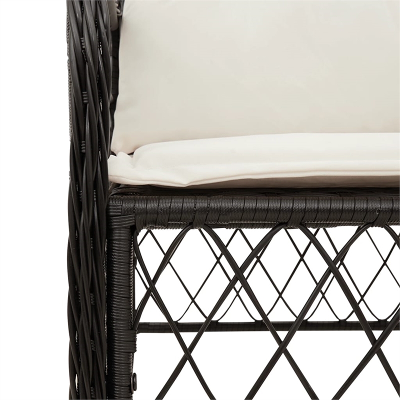 vidaXL 5 Piece Poly Rattan Garden Dining Set in Black/Cream