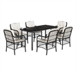 vidaXL 7 Piece Poly Rattan Garden Dining Set in Black/Cream White