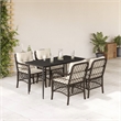 vidaXL 5 Piece Poly Rattan Garden Dining Set in Brown/Cream white/Black