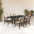 vidaXL 5 Piece Poly Rattan Garden Dining Set in Brown/Cream white/Black