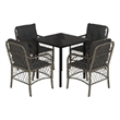 vidaXL 5 Piece Rattan Garden Dining Set with Cushions in Black