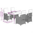 vidaXL 5 Piece Poly Rattan Garden Dining Set in Black/Cream White