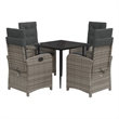 vidaXL 5 Piece Rattan Garden Dining Set in Black/Dark Grey