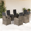 vidaXL 7 Piece Poly Rattan Garden Dining Set with Cushions in Black