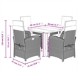 vidaXL 5 Piece Rattan Garden Dining Set in Black/Cream White