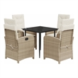 vidaXL 5 Piece Rattan Garden Dining Set in Black/Cream White