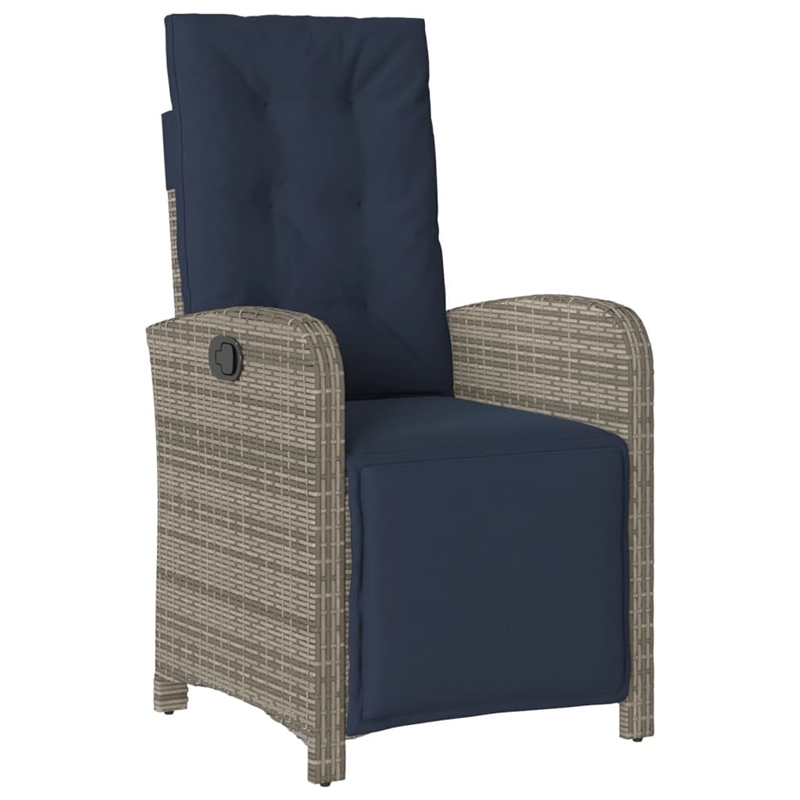 vidaXL 5 Piece Poly Rattan Garden Dining Set in Grey/Black/Navy Blue