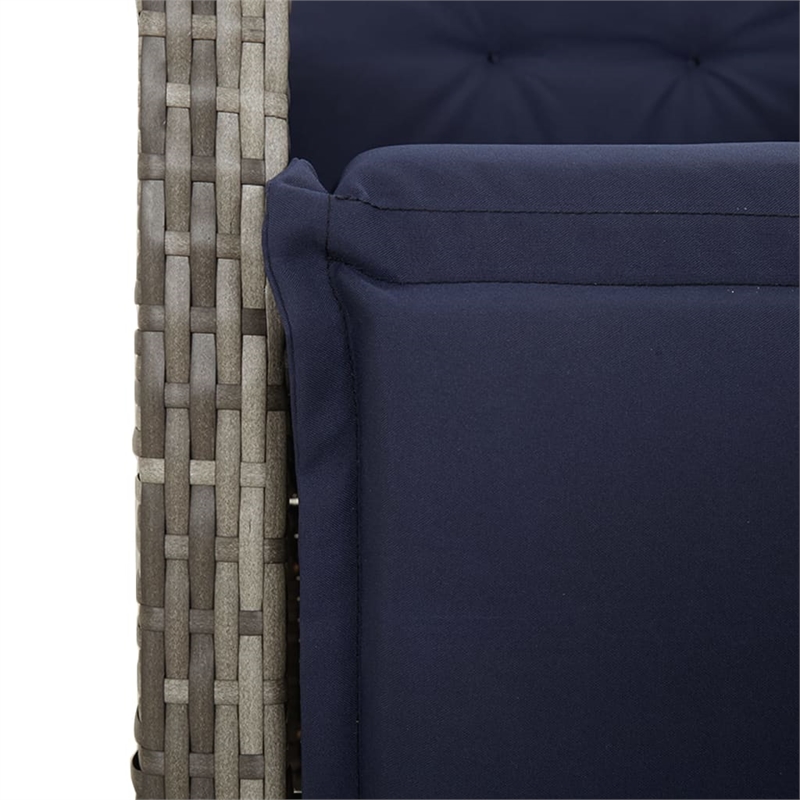 vidaXL 5 Piece Poly Rattan Garden Dining Set in Grey/Black/Navy Blue