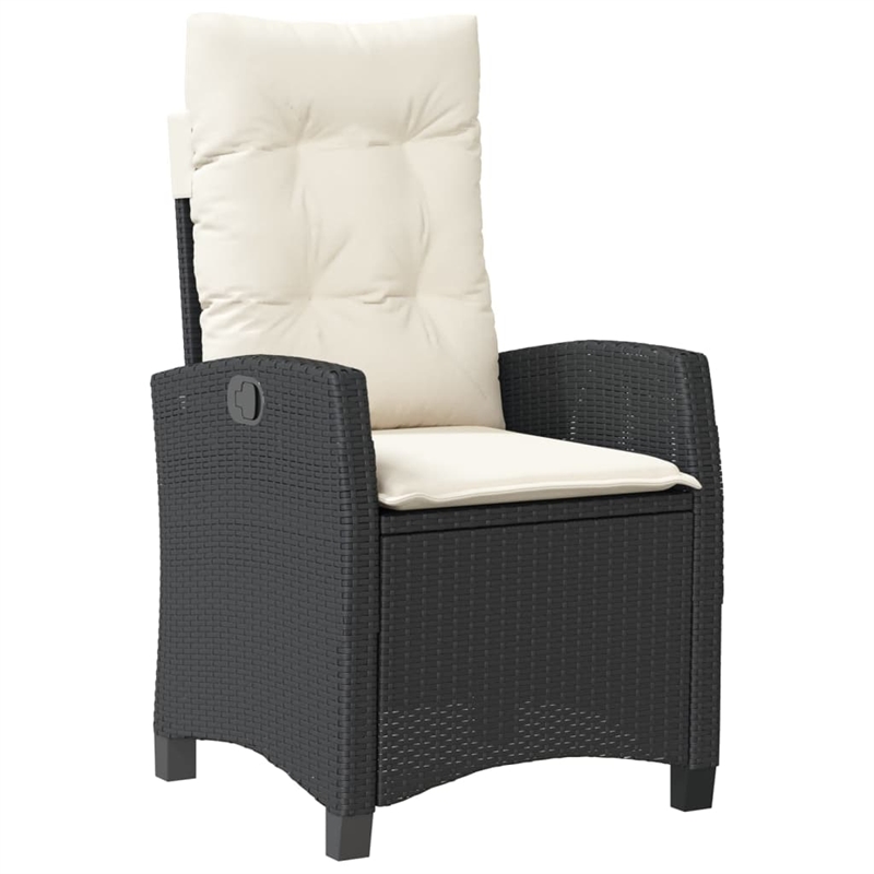 vidaXL 7 Piece Poly Rattan Garden Dining Set in Black/Cream White
