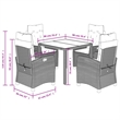 vidaXL 5 Piece Poly Rattan Garden Dining Set in Black/Cream White