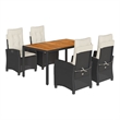 vidaXL 5 Piece Poly Rattan Garden Dining Set in Black/Cream White