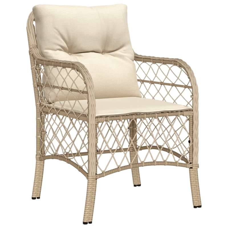 vidaXL 5 Piece Poly Rattan Garden Dining Set in Black/Cream White